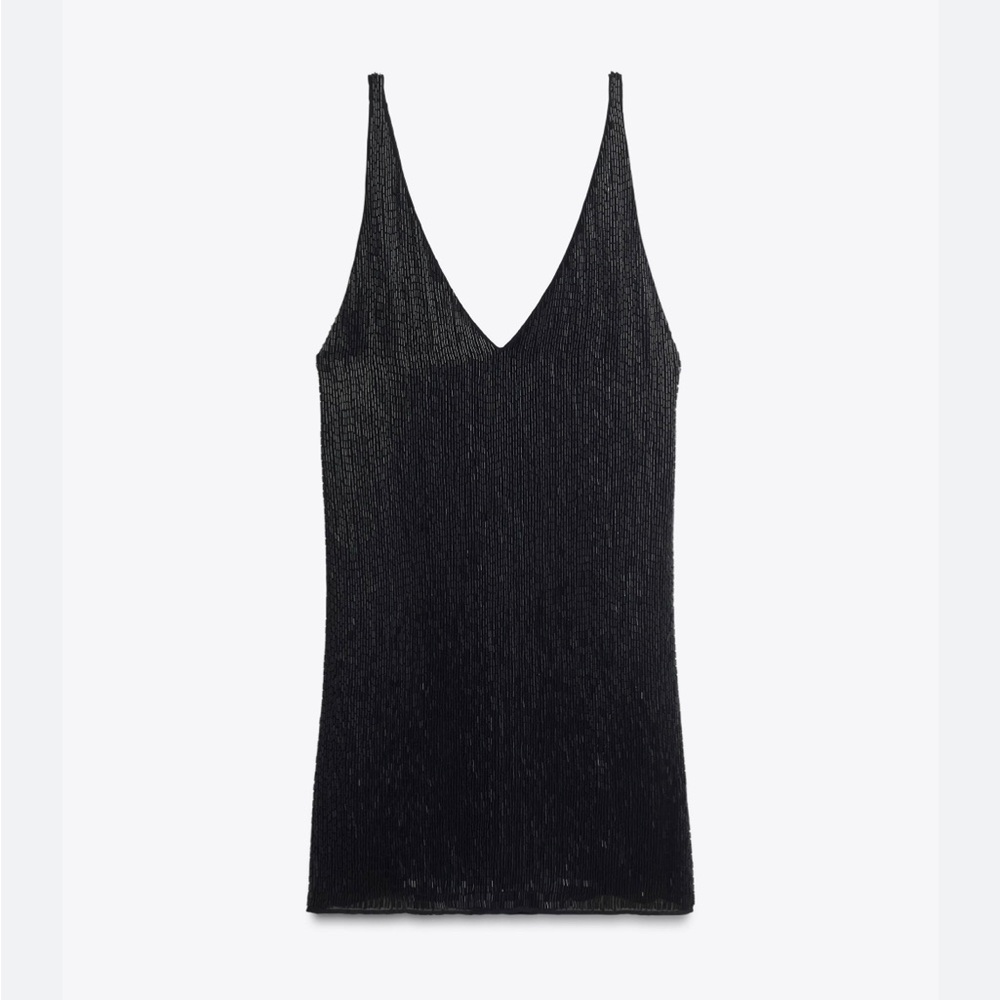 Black Sleeveless Kate Moss for Zara Collection V-Neck little black dress